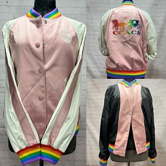 COACH RAINBOW SOUVENIR JACKET limited edition. Celebrating the LGBTQ Medium NWT - Picture 2 of 16